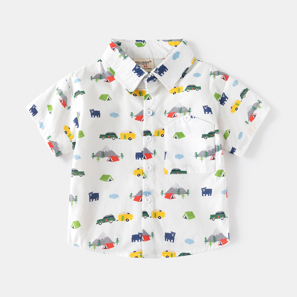 Baby Clothing Korea - Bedrucktes Hemd für Jungen, 2025, Sommerkleidung,