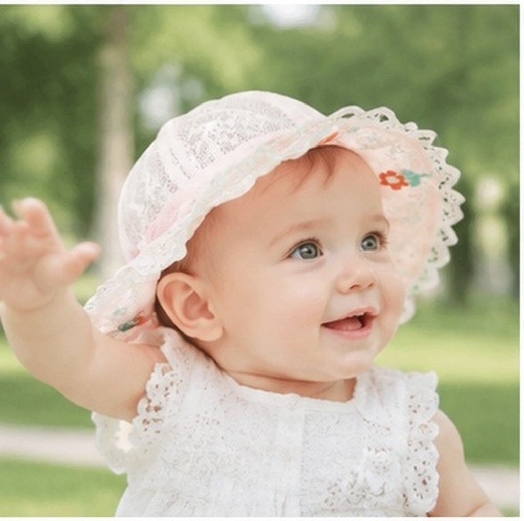 Sun Hat Wide Brim - Sommerhut für Babymädchen, atmungsaktives Netzmaterial, breiter