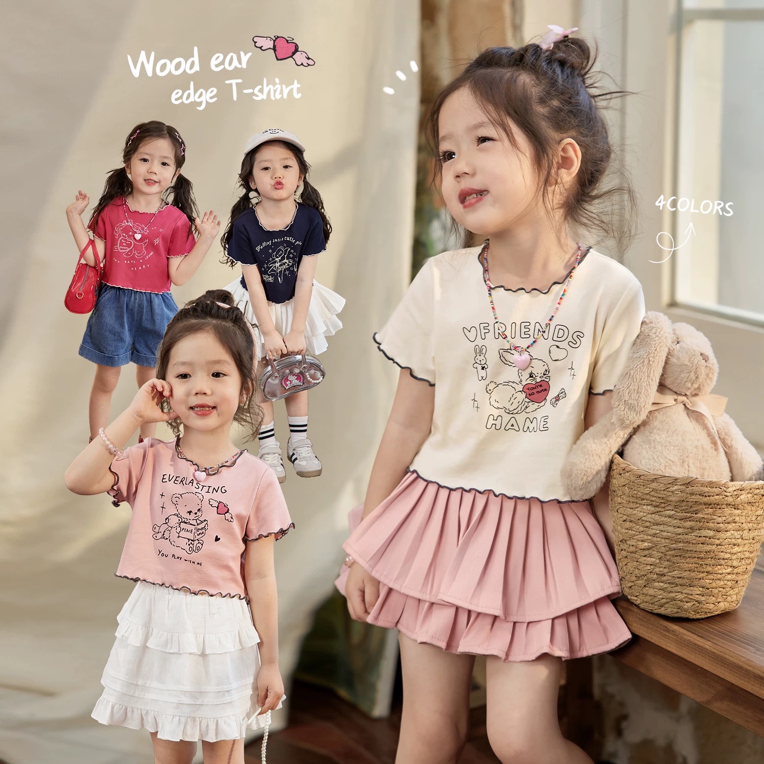 Baby Clothing Korea - Kurzarm-T-Shirt für Mädchen im koreanischen Stil,