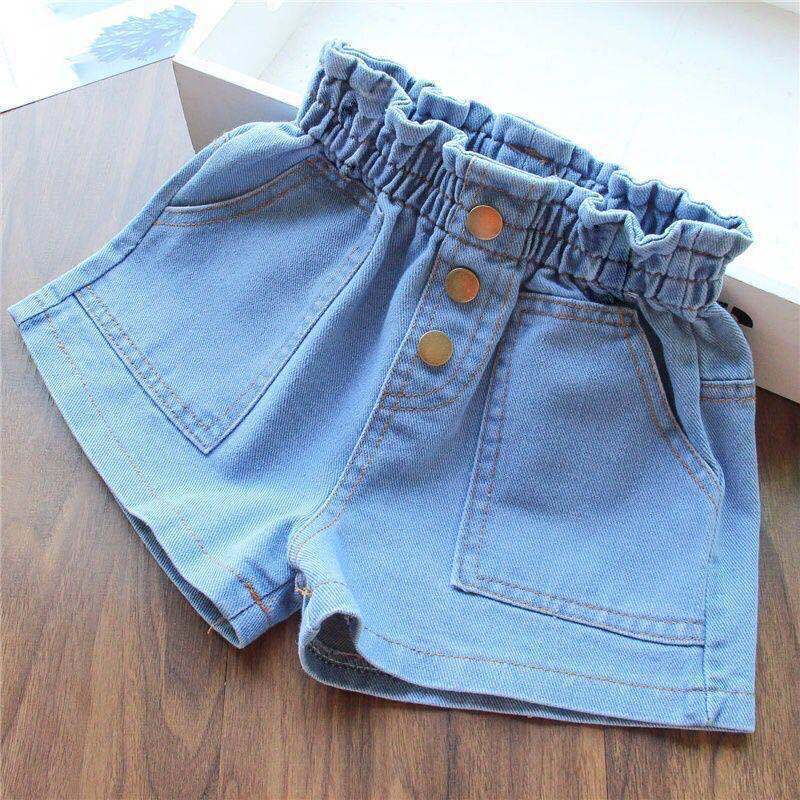 Baby Clothing Korea - Sommer Mädchen Jeans-Shorts Mode Elastischer Bund
