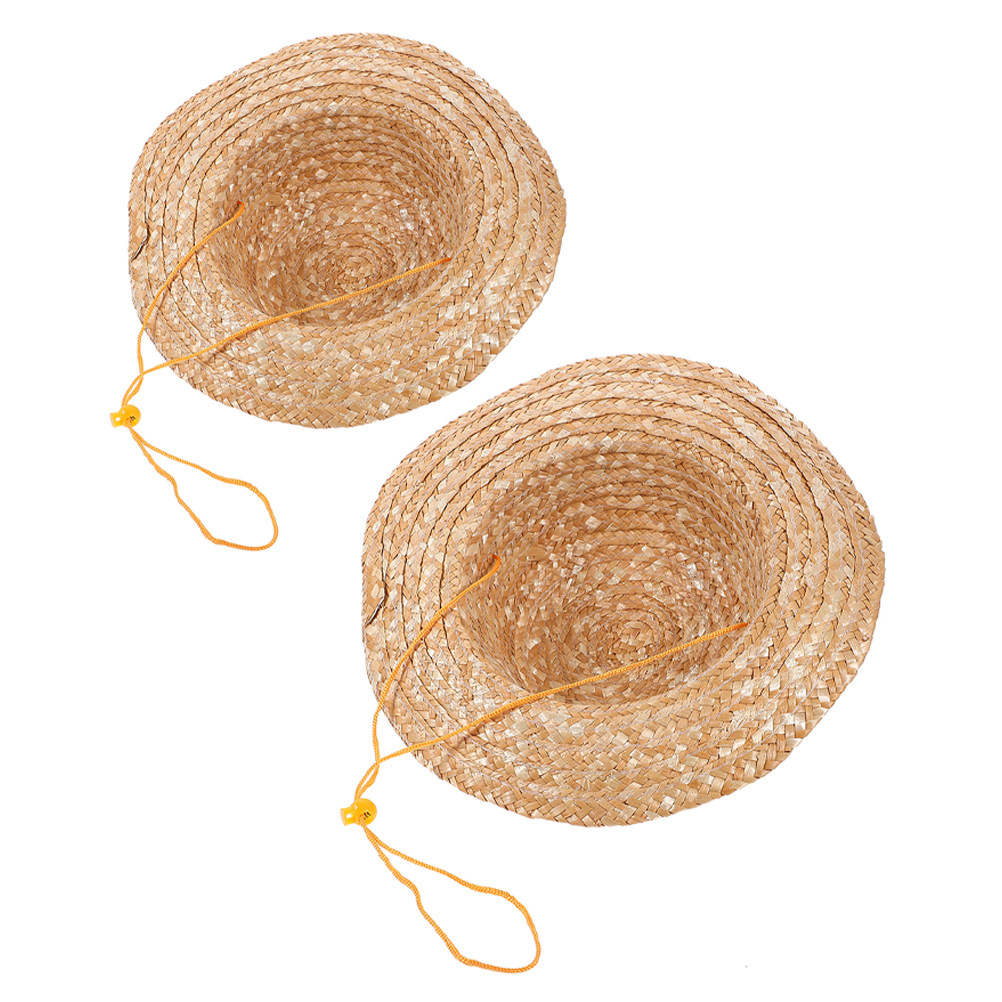 Sun Hat Wide Brim - 2 Stück Kinder-Sonnenhut aus Naturstroh mit