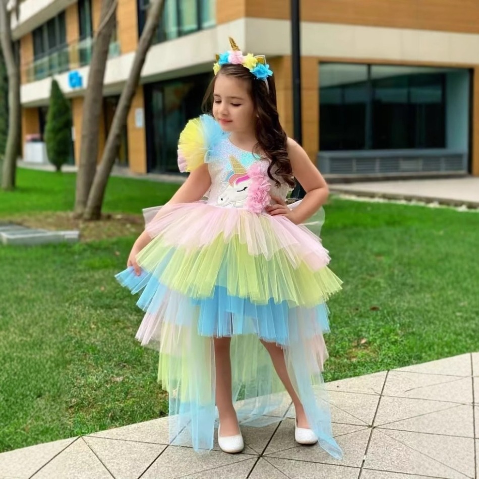 Baby Clothing Us - Regenbogen Einhorn Baby Party Mädchen Kleid