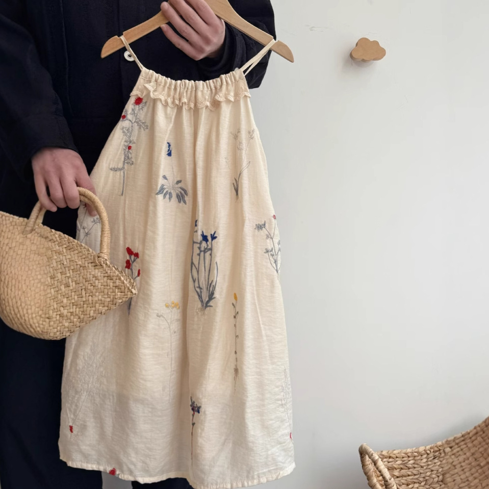 Baby Clothing Korea - 2025 Mori Pastoralen Kleid Mädchen Floral