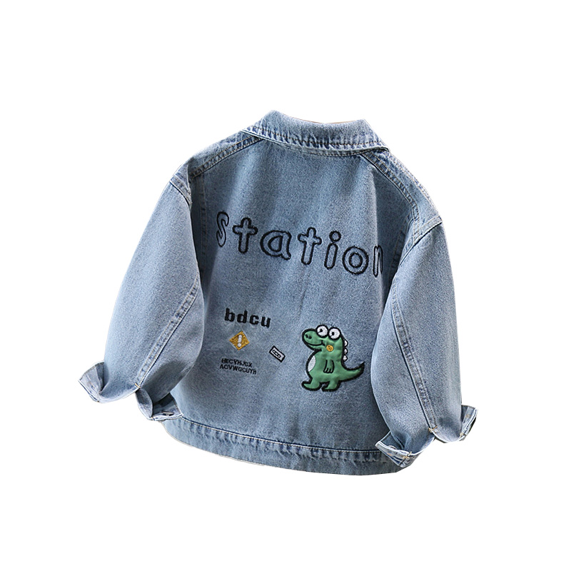Baby Clothing For Boys - Niedlicher Stil Baby-Kind-Jeansjacke mit Dinosaurier für
