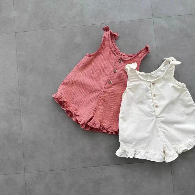 Romper Onesie Baby - HY2831 Mädchen Sommer-Strampler mit Latzhose und